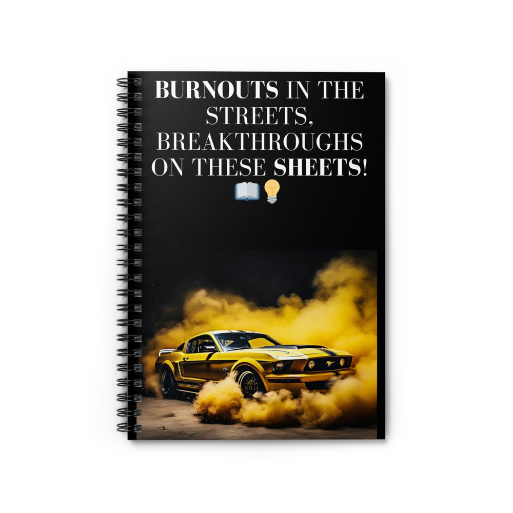 Mustang Burnout Inspiration Notebook – Ignite Creativity with 118-Page Spiral Journal for Everyday Fun & Ideas