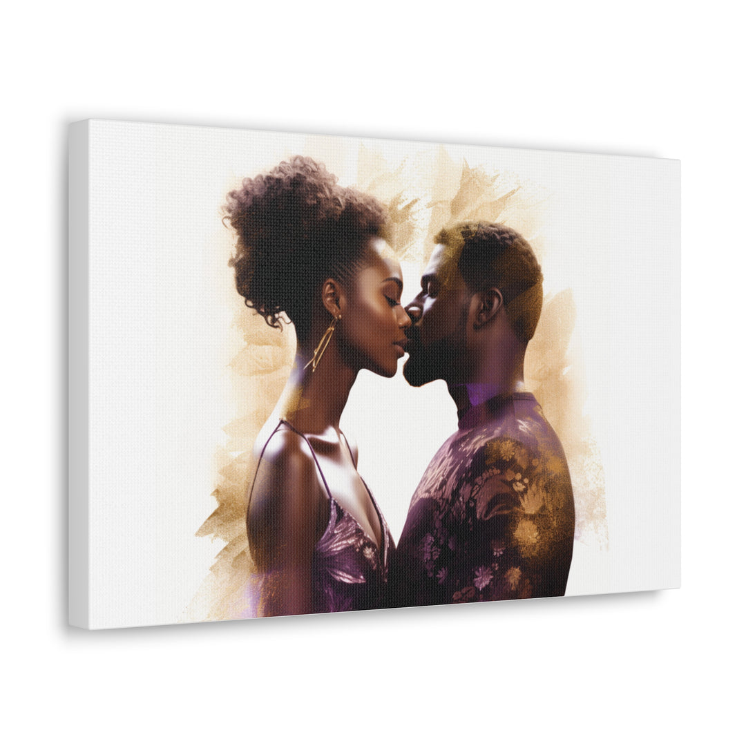 Expressive Black Couple Kissing Art – Captivating Conversations Starters