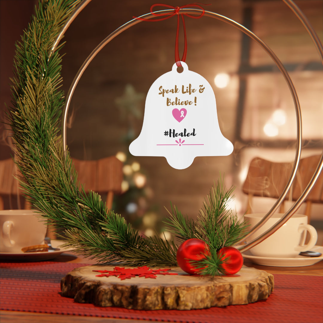 Healed Breast Cancer Awareness Metal Christmas Ornament – Durable, Double-Sided & Glossy Holiday Keepsake