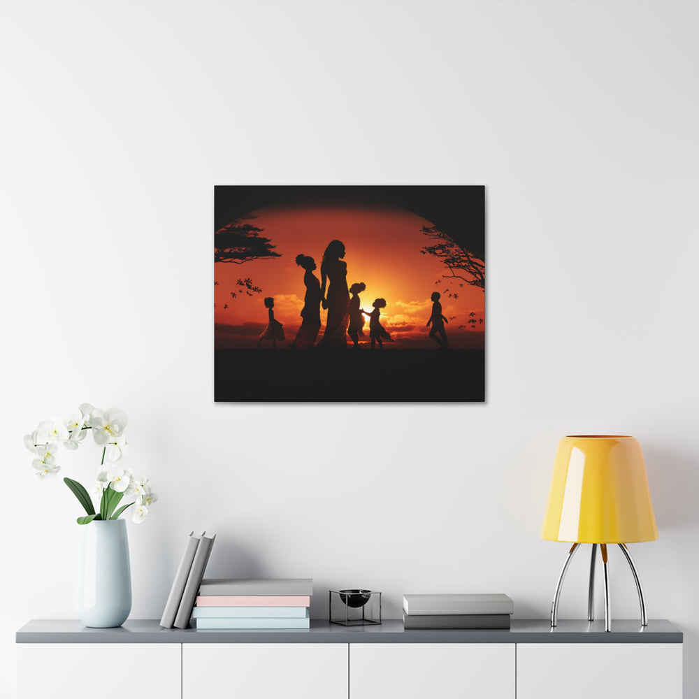 Golden Bonds' African-Themed Canvas - Celebrate Faith, Love, and Family in Every Sunset Moment