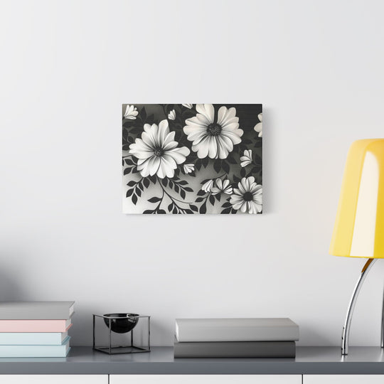 Elegant White Flower Canvas Art – Dark Light Contrast with Ombre Black Background – Modern Home Décor for Living Room & Bedroom