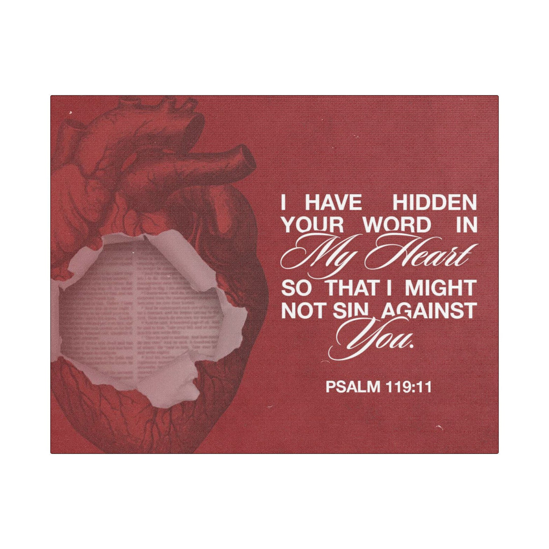 Psalms 119:11 Canvas Art – Heart with Bible Verse | Inspirational Christian Wall Decor