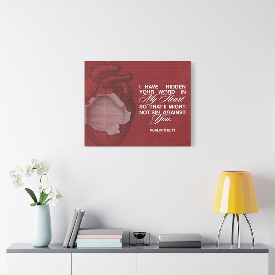 Psalms 119:11 Canvas Art – Heart with Bible Verse | Inspirational Christian Wall Decor