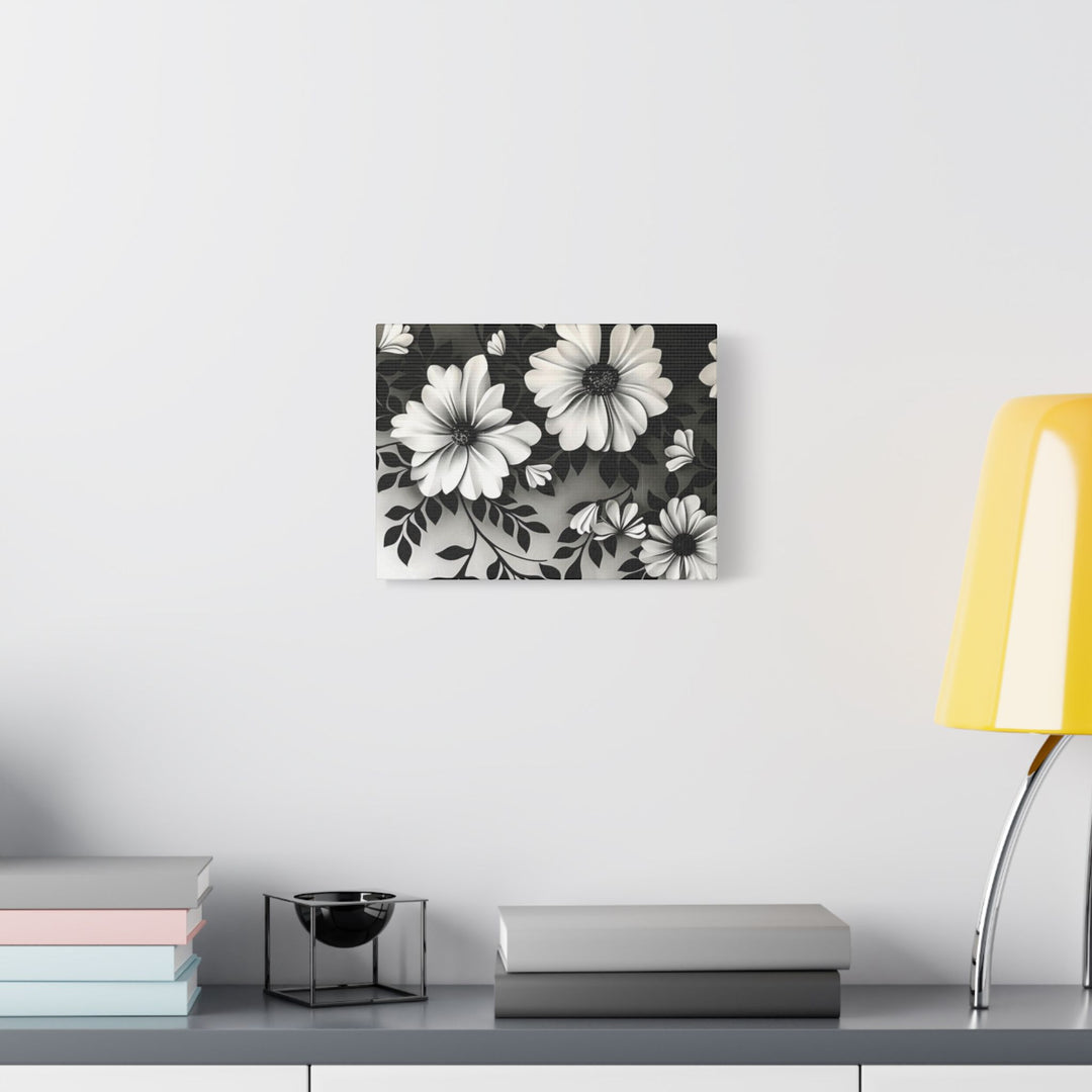 Elegant White Flower Canvas Art – Dark Light Contrast with Ombre Black Background – Modern Home Décor for Living Room & Bedroom