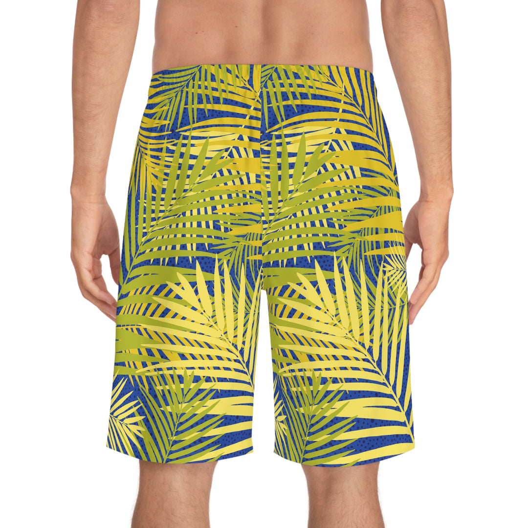 Custom Men's Board Shorts – Lightweight Beach Island Vibe Swimwear with Pockets & Elastic Waistband