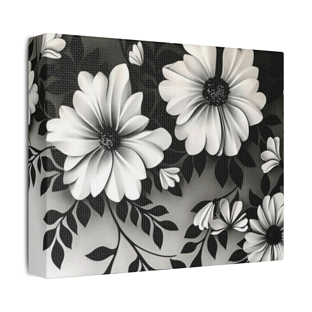 Elegant White Flower Canvas Art – Dark Light Contrast with Ombre Black Background – Modern Home Décor for Living Room & Bedroom