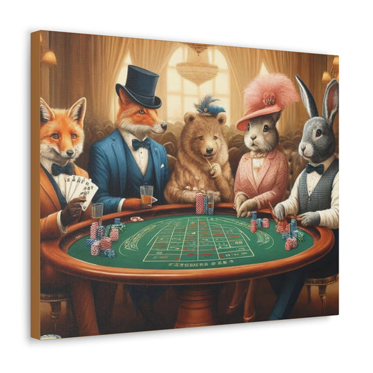 Dapper Forest Friends Poker Night Canvas Art – Quirky, Whimsical Animal Decor