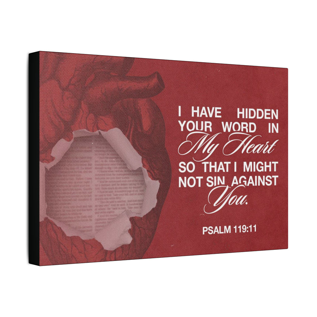 Psalms 119:11 Canvas Art – Heart with Bible Verse | Inspirational Christian Wall Decor