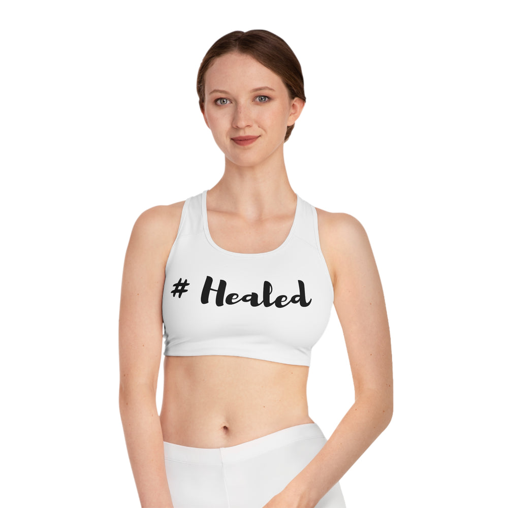 Custom 'Healed' Sports Bra – All-Over Print, Compression Fit, Moisture-Wicking Comfort