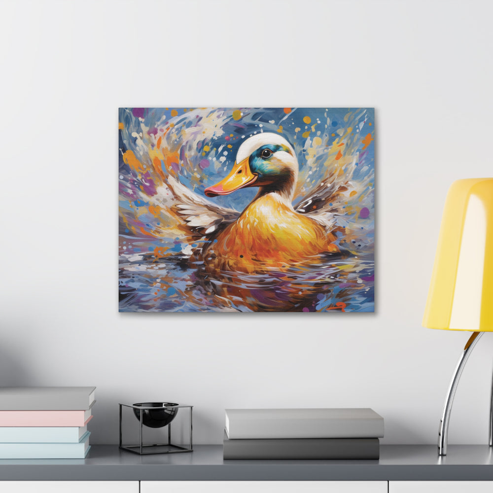 Splash of Joy: Watercolor Duck Canvas Art – Playful Nature-Inspired Wall Décor for Every Space