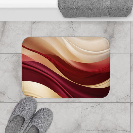 Luxurious Burgundy Waves Bathmat: Soft, Absorbent, Non-Slip