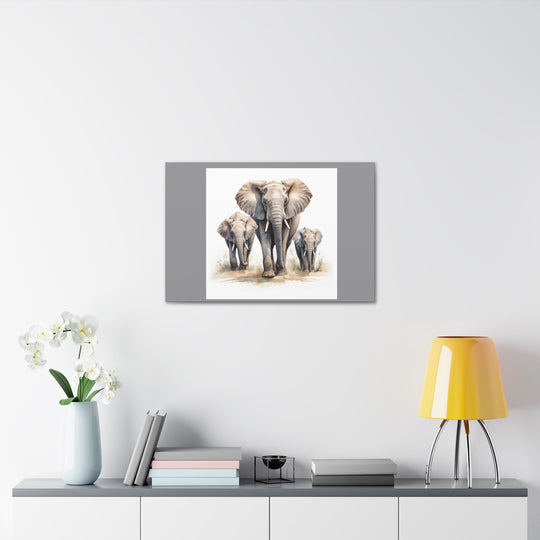 Elephant Family Bond Canvas Print – Majestic Wildlife Art for Peaceful Home Decor