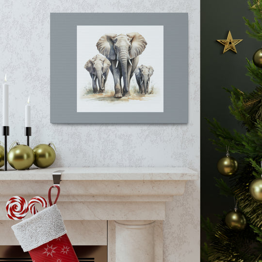 Elephant Family Bond Canvas Print – Majestic Wildlife Art for Peaceful Home Decor