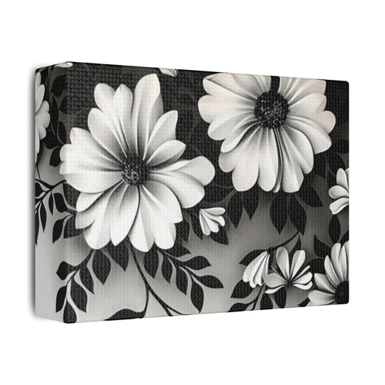 Elegant White Flower Canvas Art – Dark Light Contrast with Ombre Black Background – Modern Home Décor for Living Room & Bedroom