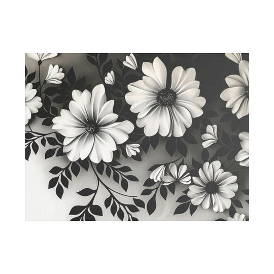 Elegant White Flower Canvas Art – Dark Light Contrast with Ombre Black Background – Modern Home Décor for Living Room & Bedroom