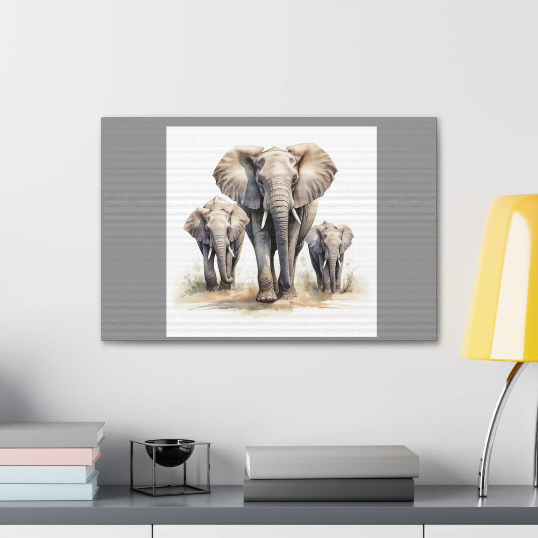 Elephant Family Bond Canvas Print – Majestic Wildlife Art for Peaceful Home Decor