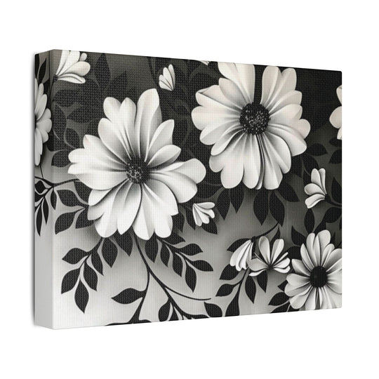 Elegant White Flower Canvas Art – Dark Light Contrast with Ombre Black Background – Modern Home Décor for Living Room & Bedroom