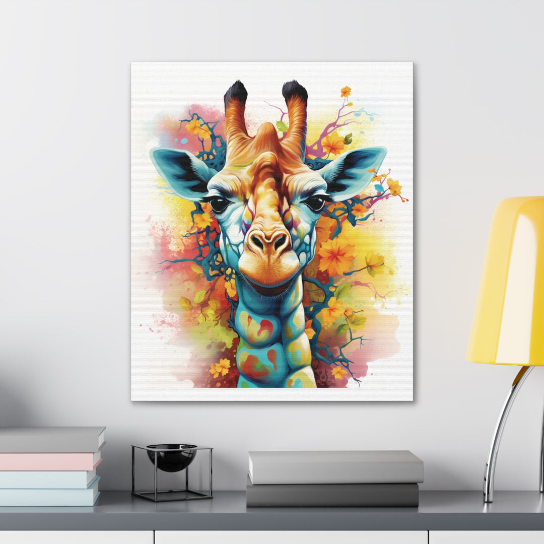 Vibrant Giraffe Canvas Art – Bold Multicolored Design for Animal Lovers & Modern Décor