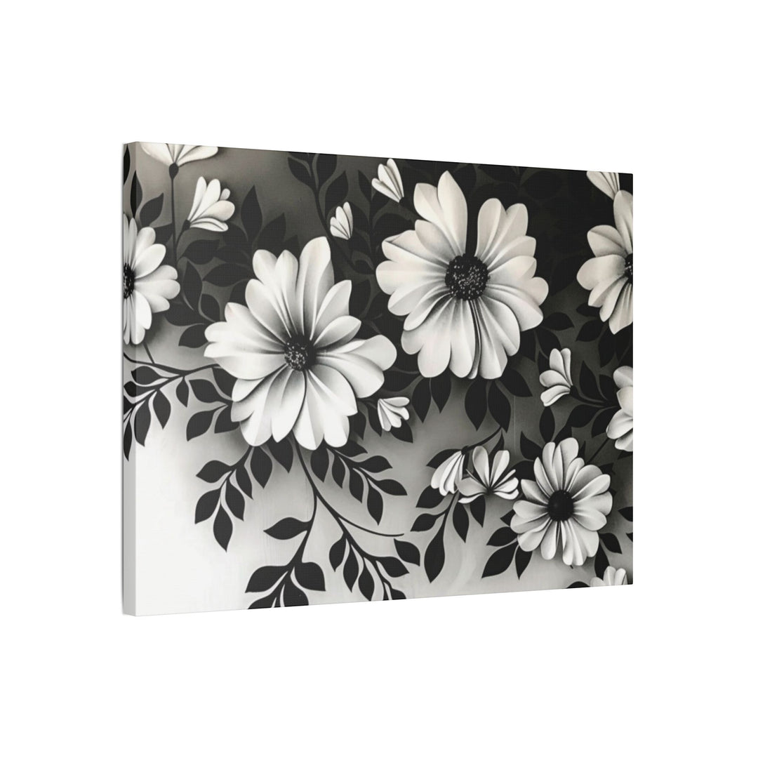 Elegant White Flower Canvas Art – Dark Light Contrast with Ombre Black Background – Modern Home Décor for Living Room & Bedroom