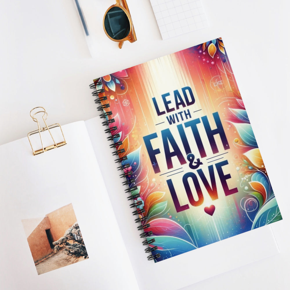 Lead with Faith & Love Spiritual Notebook - 118-Page Spiral Sunday School & Bible Study Journal