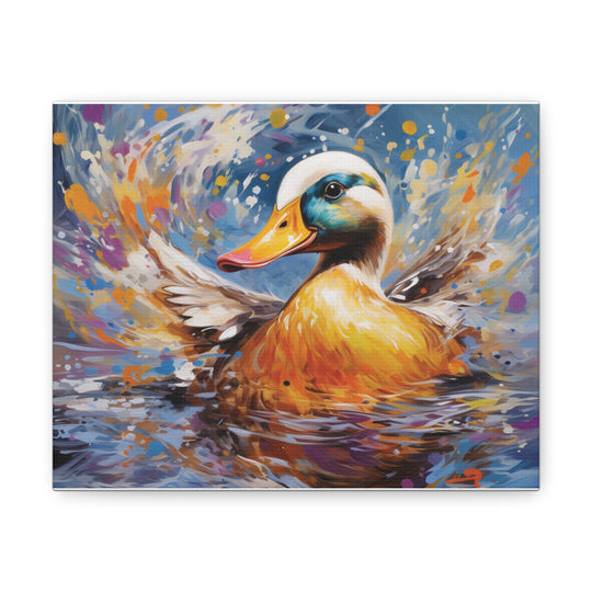 Splash of Joy: Watercolor Duck Canvas Art – Playful Nature-Inspired Wall Décor for Every Space