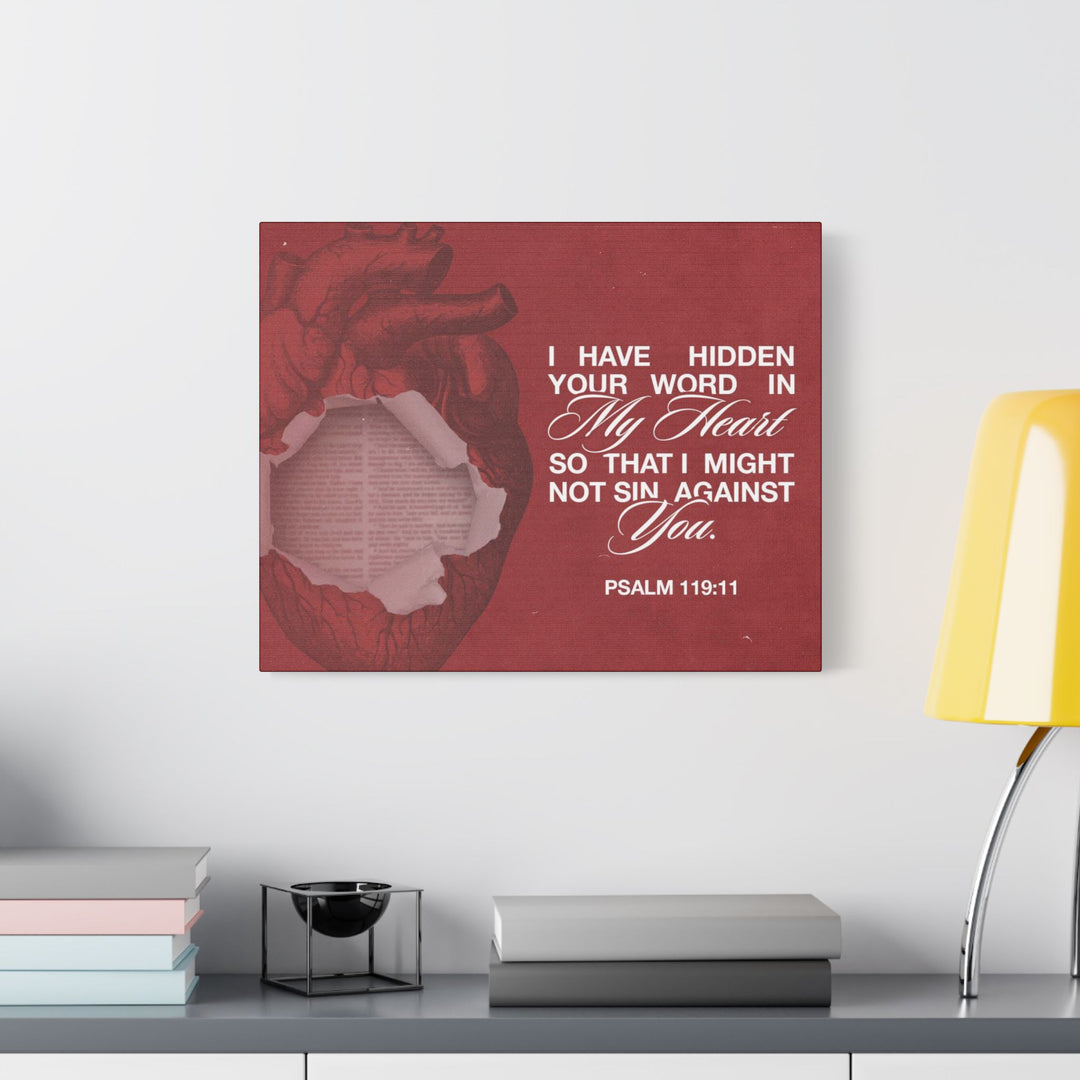 Psalms 119:11 Canvas Art – Heart with Bible Verse | Inspirational Christian Wall Decor