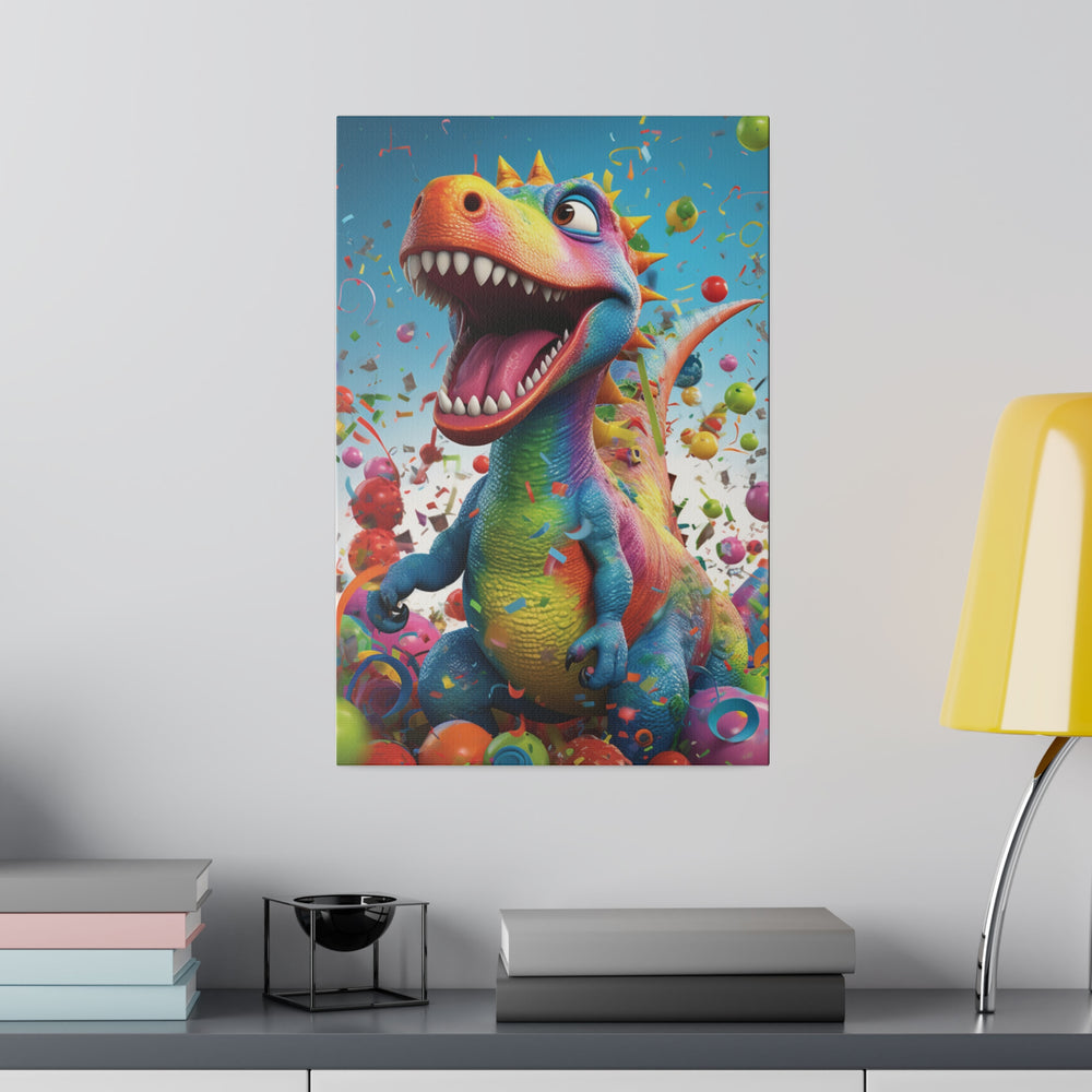 Vibrant Dino Delight: Premium Canvas Wall Art - Roaring Fun for Your Space!