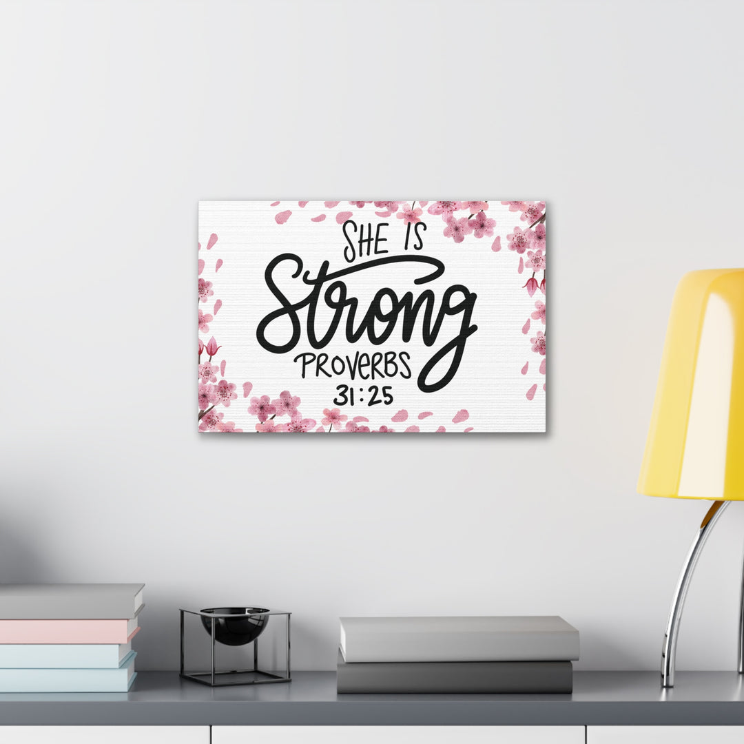 Empowered Woman Canvas Art - Celebrate Strength & Femininity with Proverbs 31:25