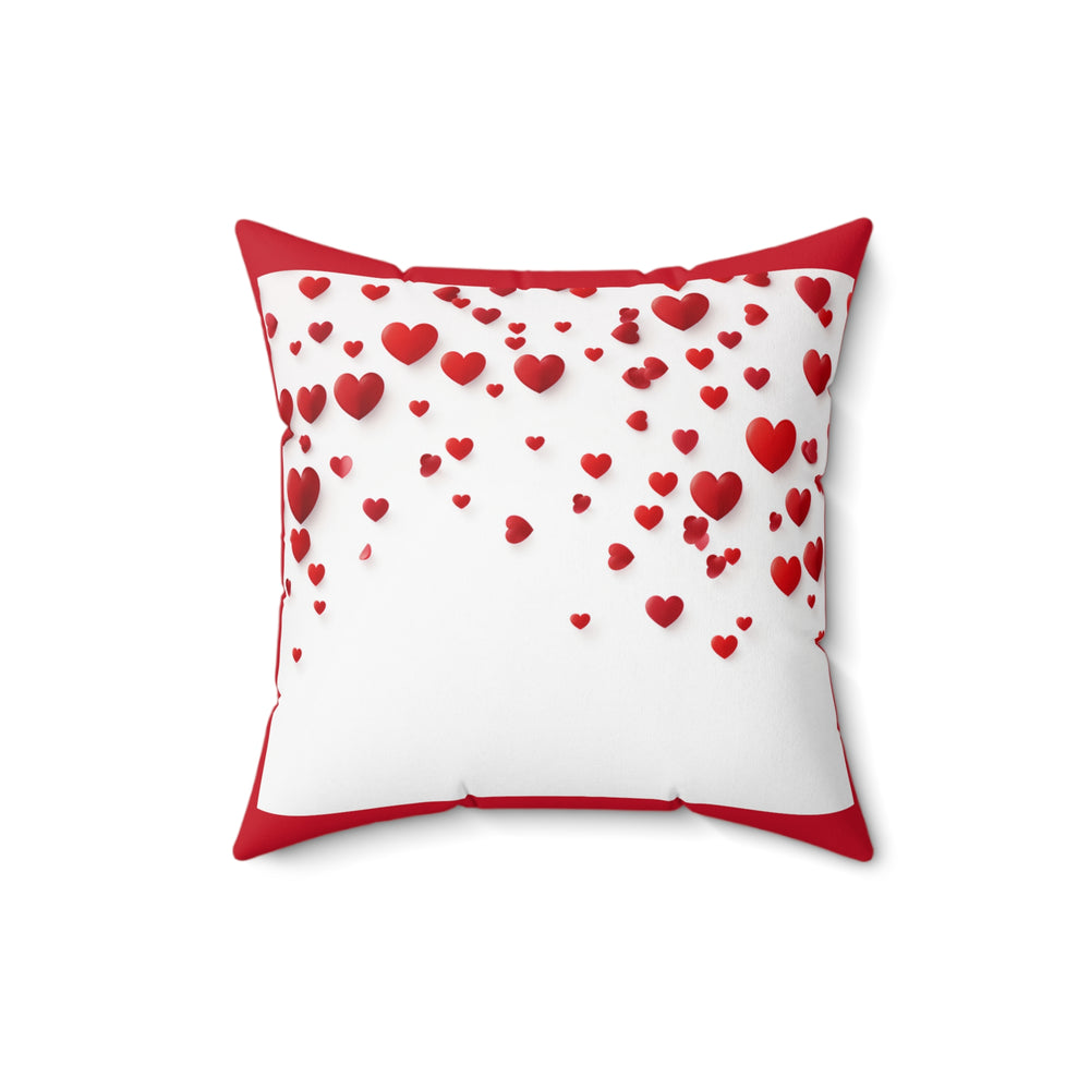 Charming Love Heart Pillow - Cozy White with Miniature Red Hearts for Romantic Comfort