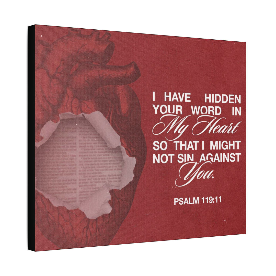 Psalms 119:11 Canvas Art – Heart with Bible Verse | Inspirational Christian Wall Decor