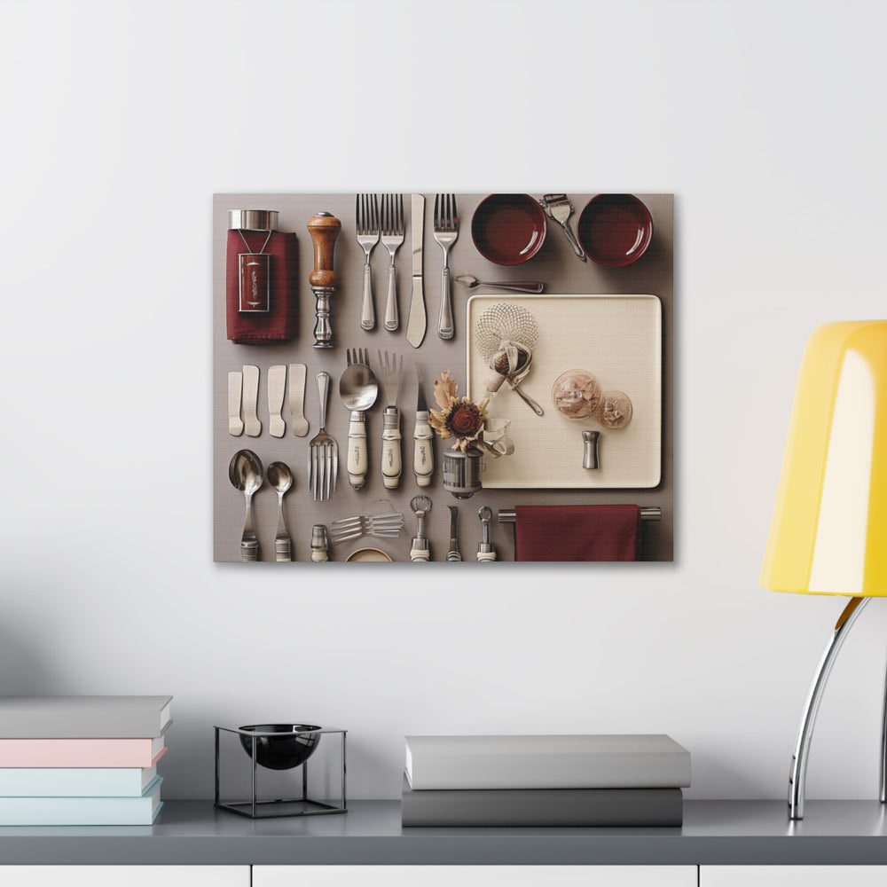 Timeless Elegance: Vintage Silverware Kitchen Canvas Art – A Classy Culinary Statement