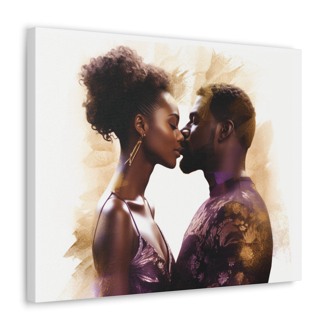 Expressive Black Couple Kissing Art – Captivating Conversations Starters