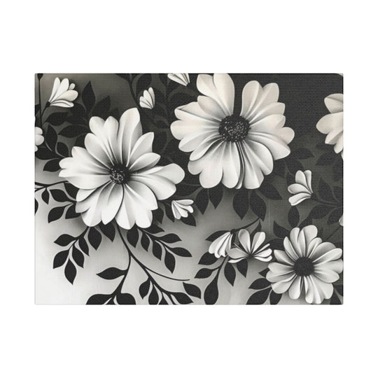 Elegant White Flower Canvas Art – Dark Light Contrast with Ombre Black Background – Modern Home Décor for Living Room & Bedroom