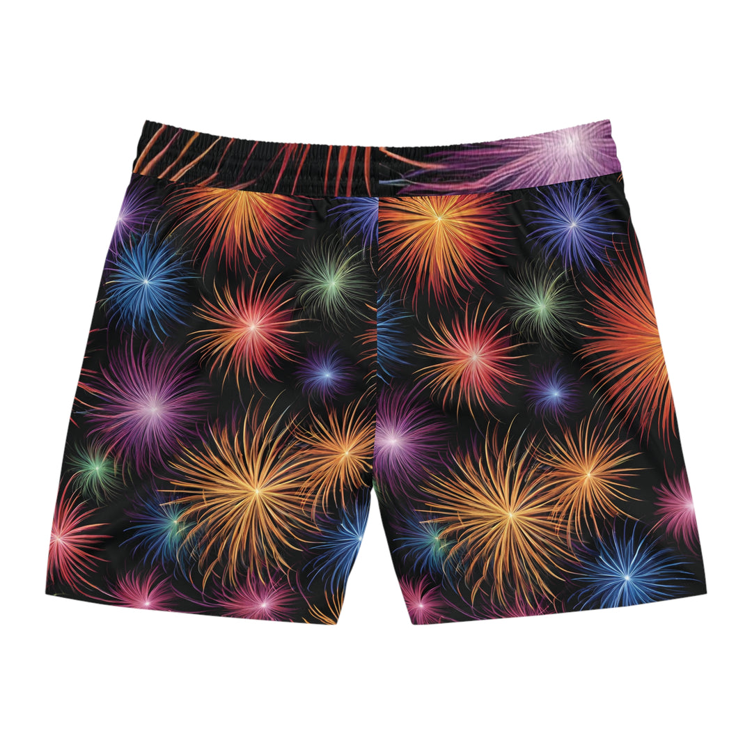 Fourth of July Fireworks Swim Shorts - Lightweight Beachwear with Pockets & Inner Mesh Brief