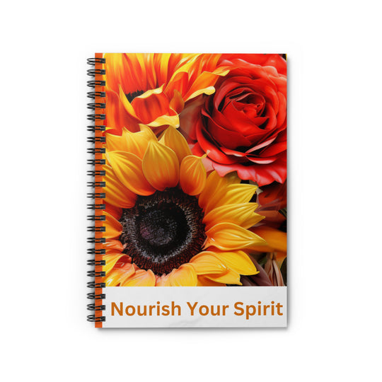 Sunflower & Rose Inspirational Notebook – 118-Page Spiral Journal for Reflection, Growth, and Everyday Inspiration