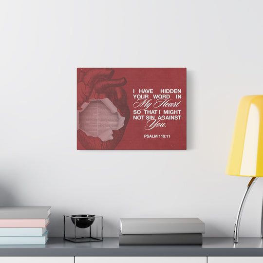 Psalms 119:11 Canvas Art – Heart with Bible Verse | Inspirational Christian Wall Decor