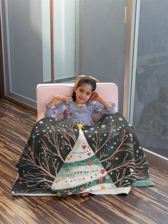 Giant Christmas Tree Fleece Blanket | Cozy Holiday Throw with Village Scene – Perfect for Christmas Décor, Gifts & Winter Comfort