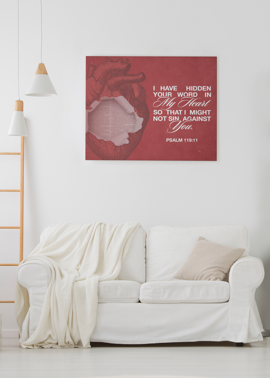 Psalms 119:11 Canvas Art – Heart with Bible Verse | Inspirational Christian Wall Decor