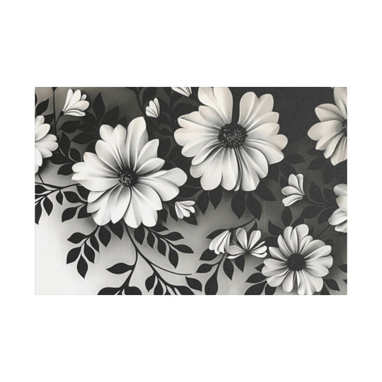 Elegant White Flower Canvas Art – Dark Light Contrast with Ombre Black Background – Modern Home Décor for Living Room & Bedroom