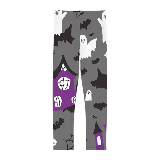 Spooky Shadows Kids Halloween Leggings – Playful Bats & Ghosts for Haunting Fun!