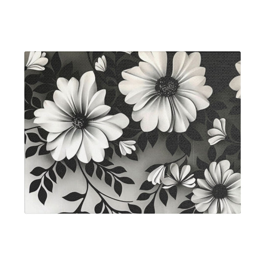 Elegant White Flower Canvas Art – Dark Light Contrast with Ombre Black Background – Modern Home Décor for Living Room & Bedroom