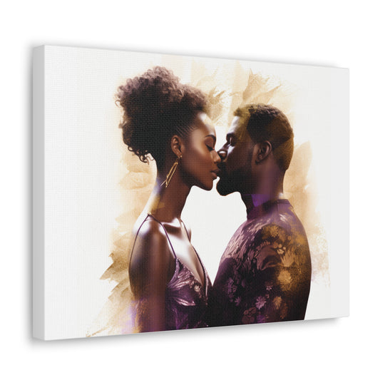 Expressive Black Couple Kissing Art – Captivating Conversations Starters