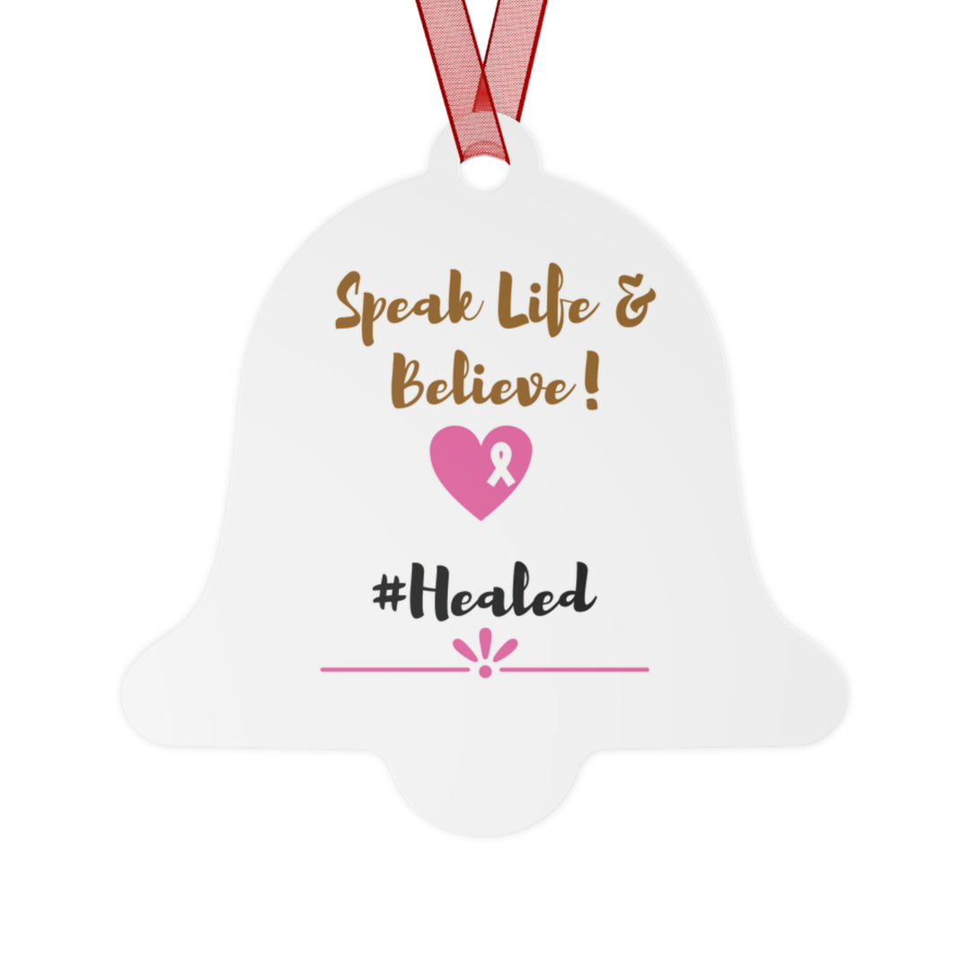 Healed Breast Cancer Awareness Metal Christmas Ornament – Durable, Double-Sided & Glossy Holiday Keepsake