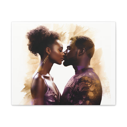 Expressive Black Couple Kissing Art – Captivating Conversations Starters