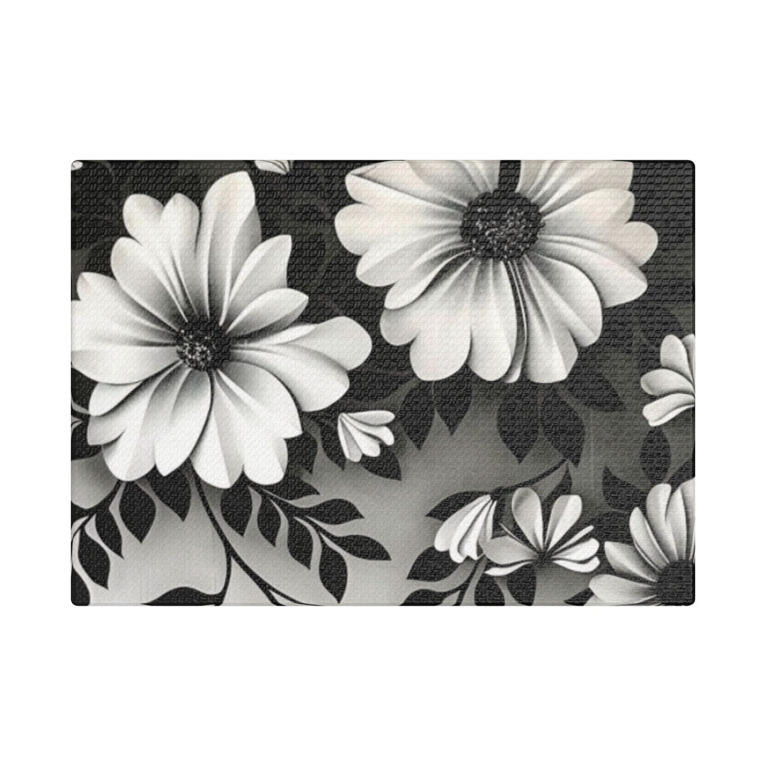 Elegant White Flower Canvas Art – Dark Light Contrast with Ombre Black Background – Modern Home Décor for Living Room & Bedroom