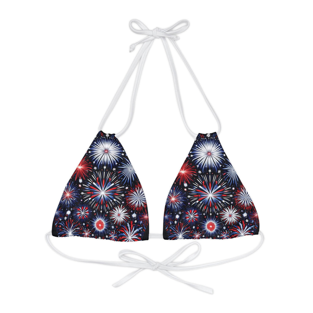 Fourth of July Fireworks Bikini Top – Stylish Strappy Triangle Swimwear with Adjustable Comfort Fit