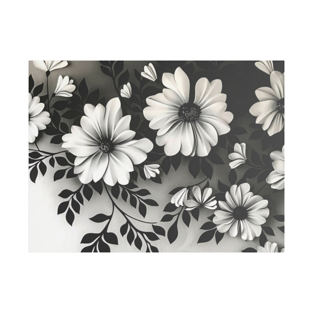 Elegant White Flower Canvas Art – Dark Light Contrast with Ombre Black Background – Modern Home Décor for Living Room & Bedroom