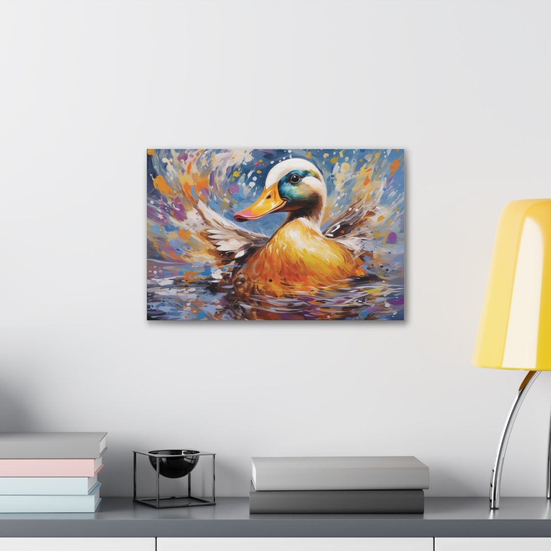 Splash of Joy: Watercolor Duck Canvas Art – Playful Nature-Inspired Wall Décor for Every Space