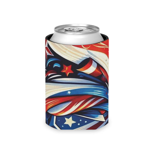 Red, White & Blue Sparkle Can Insulator – Lightweight, Customizable & Drink-Chilling Companion for Parties and Nature Trips