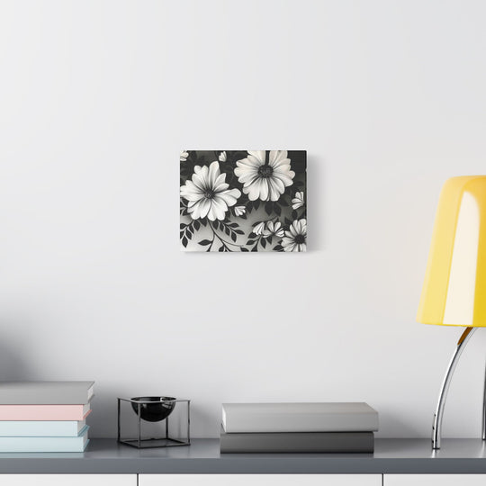 Elegant White Flower Canvas Art – Dark Light Contrast with Ombre Black Background – Modern Home Décor for Living Room & Bedroom